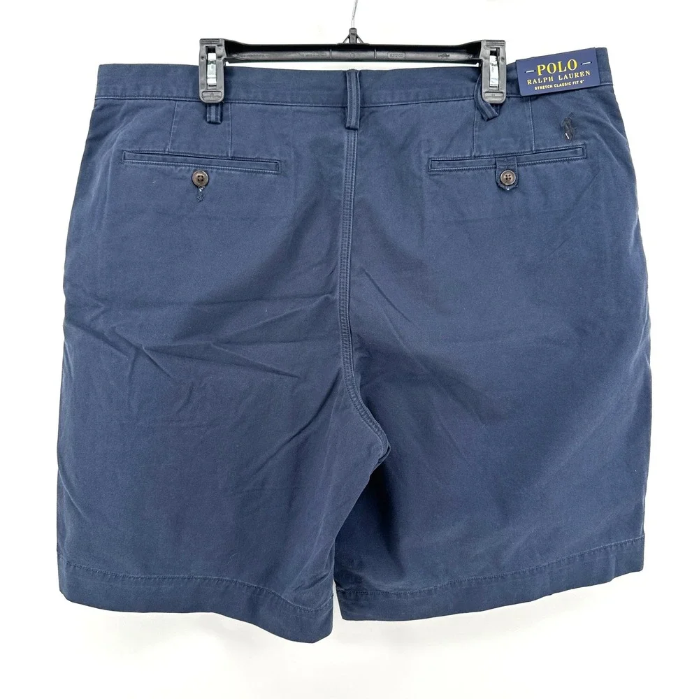 Polo Ralph Lauren Shorts Mens 40 Navy Blue Stretch Classic Fit Preppy Chino NWT